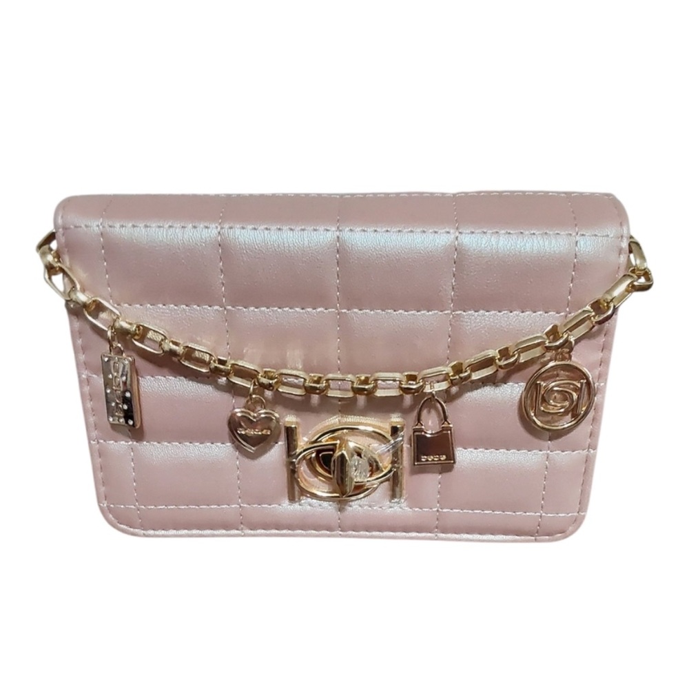 BEBE Pink iridescent Quilted crossbody Bag NWT
